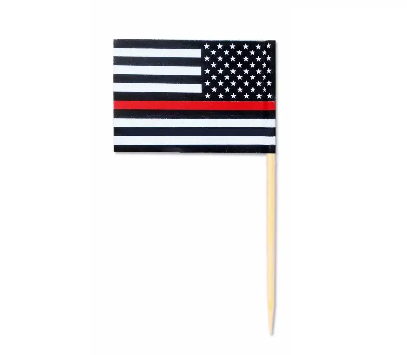 

500pcs Thin Blue Line American toothpick Flag Blue Line Stripes USA toothpick Flags Police Cops Flags Black White Red Flags