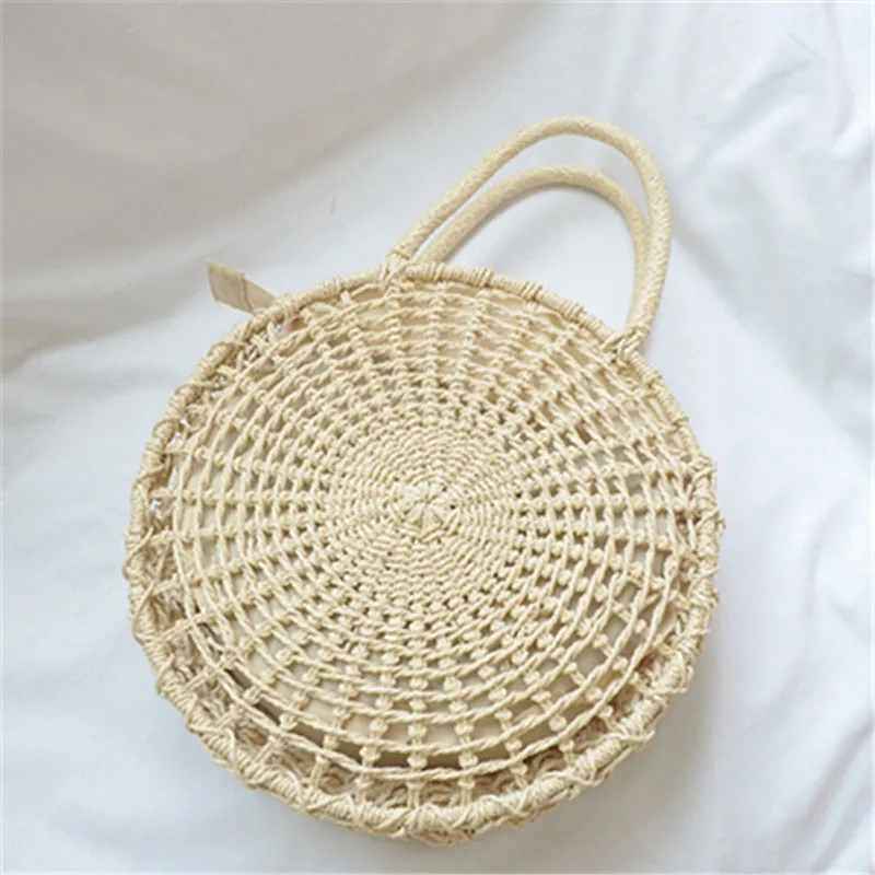 REREKAXI Round Weave Women's Handbag Net Bag Bohemia Handmade Straw Bags Summer Beach Bags Female Hollow Rattan Shopping Tote