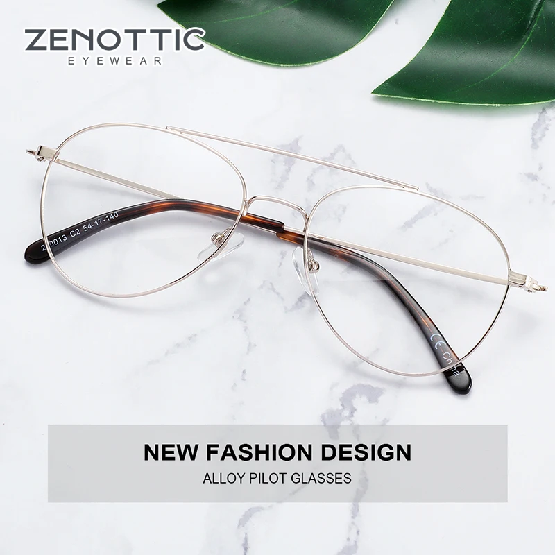 

ZENOTTIC Alloy Oversized Pilot Glasses Frame Male Fashion Square Myopia Prescription Eyeglasses Ultralight Metal Optical Eyewear