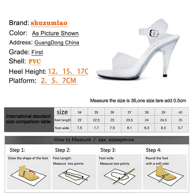 Steel Tube Dancing Sandals Women Quality Ultra-high Heel 9-20CM Transparent Crystal Lady Shoes Model Catwalk large yard