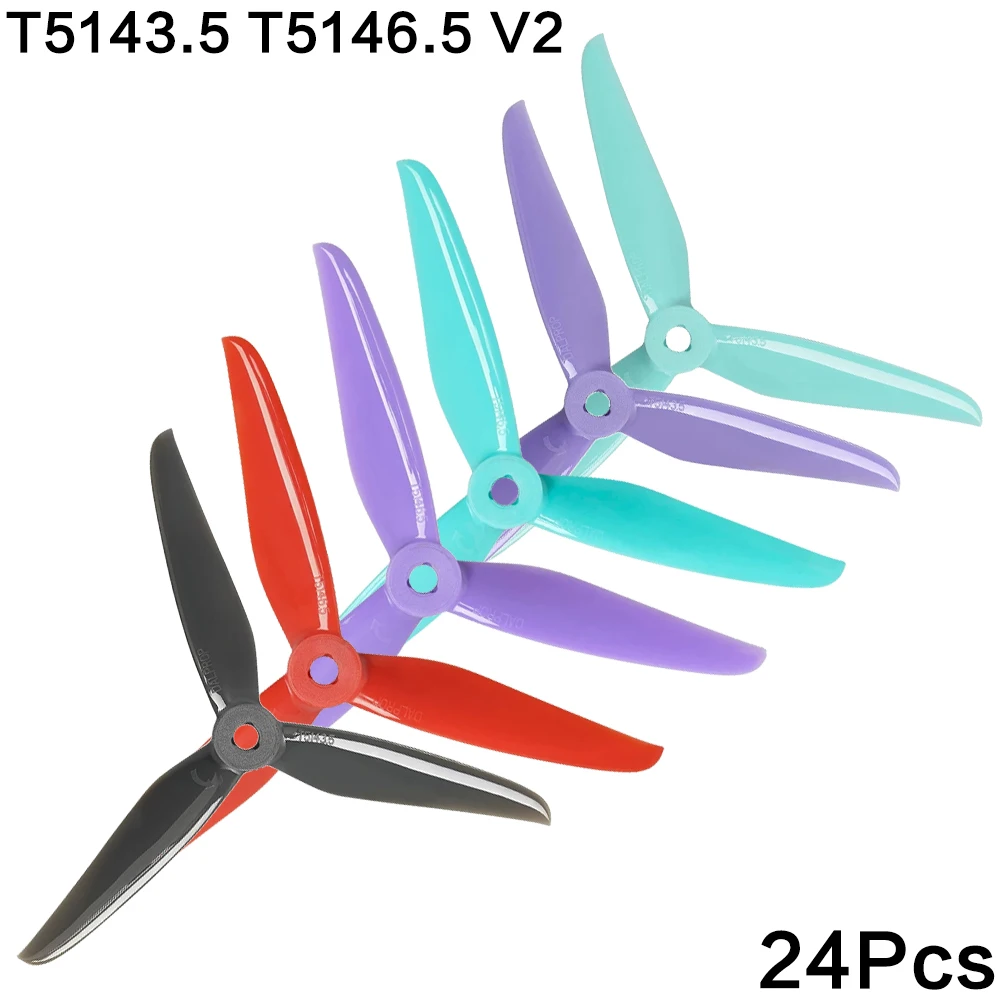 24Pcs Foxeer Dalprop Nieuwe Cyclone T5143.5 T5146.5 V2 Freestyle Props Racing 5Inch Propellers 5Mm Popo Voor Rc fpv Racing Drone