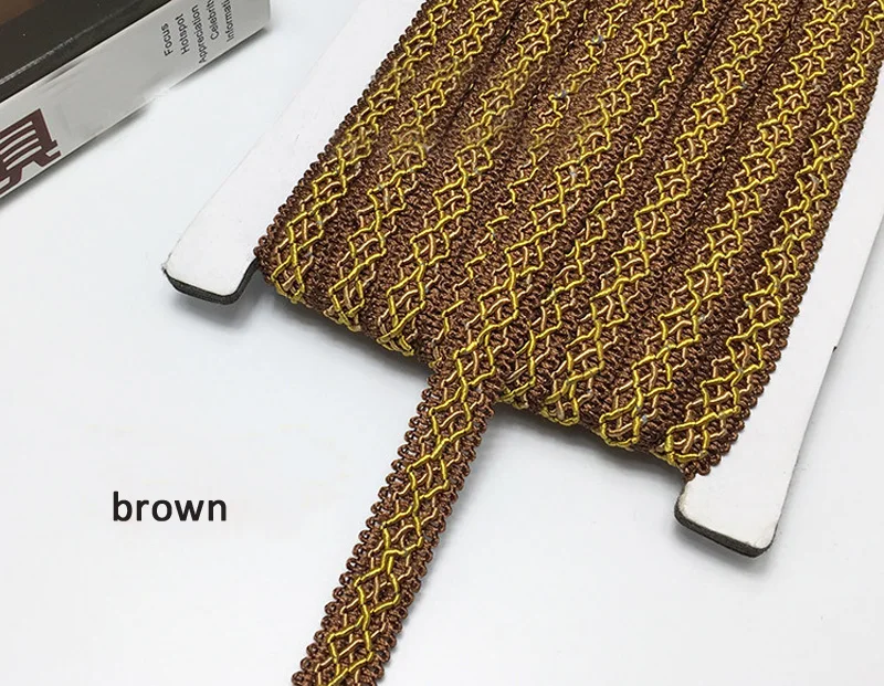 19meters/lot Gold Brown Bullion Centipede Lace Trim Diy Accessory Wavy Webbing Braided Lace Edge for Cushion Curtain decoration