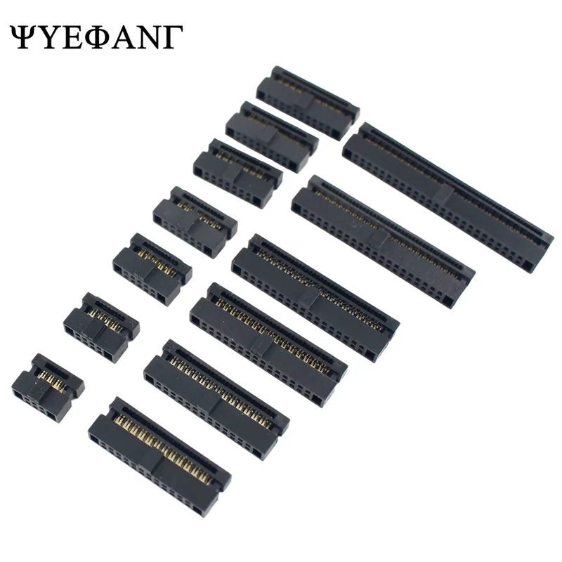 5pcs 1.27mm FC 6 8 10 12 14 16 20 24 26 30 34 40 50 Pin IDC Female Header Socket Connector For 0.635mm Pitch Flat Cable 10P 14P