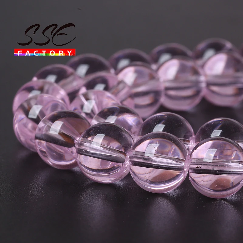 Smooth Pink Crystal Glass Beads Round Loose Spacer Beads 4 6 8 10 12 mm Diy Bracelet Necklace For Jewelry Making Wholesale 15