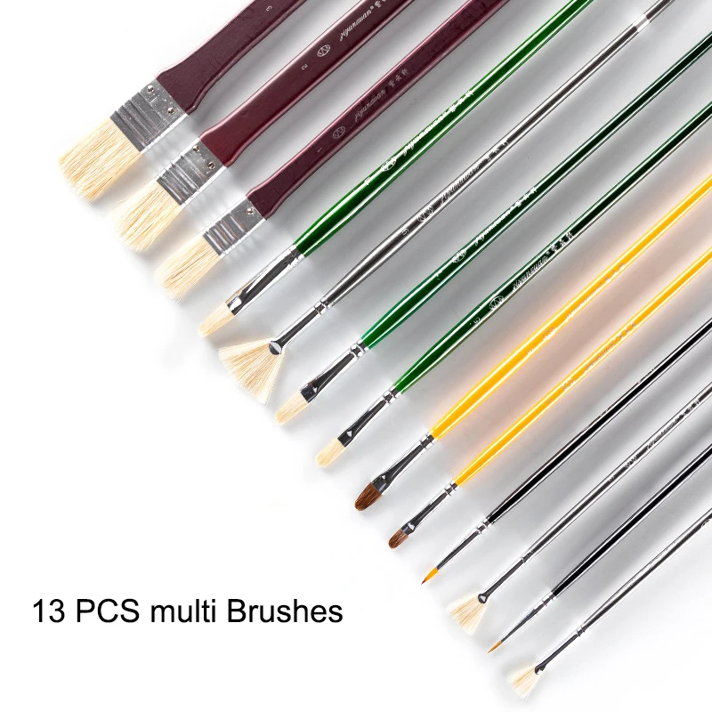 13 pieces Nylon and Bristle brushes with Bag Paint Brush Artists Paint Brush School Acrylic Gouache Art Paintbrushes Supplies