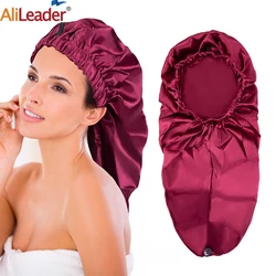 Long Sleep Cap For Women 1 Pack Large Soft Elastic Band Satin Bonnet For Braids Dreadlocks Long Curly Hair 12 Colors Choose