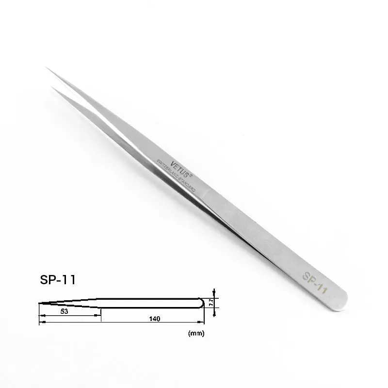 100 % Original VETUS Pinzette SP-Serie, hochpräzise Pinzette aus Edelstahl für Wimpernverlängerung, antistatische ESD-Pinzette – Detail 5