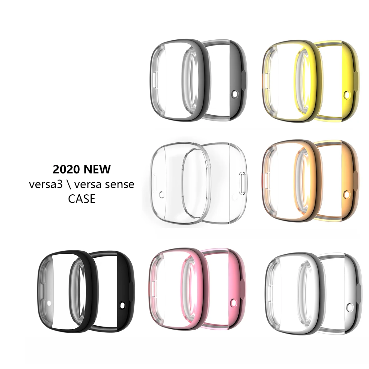 Watch bumper Case For Fitbit Versa3/ fitbit Sense Protective Cover Shell for Versa 3 smartwatch Bezel Shockproof protector Cases