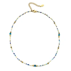 ZMZY Thin Miyuki Necklace Women Jewelry Trendy Bohemian Coloring Jewellery Bead Collier Thin Necklaces Stainless Stee Chain