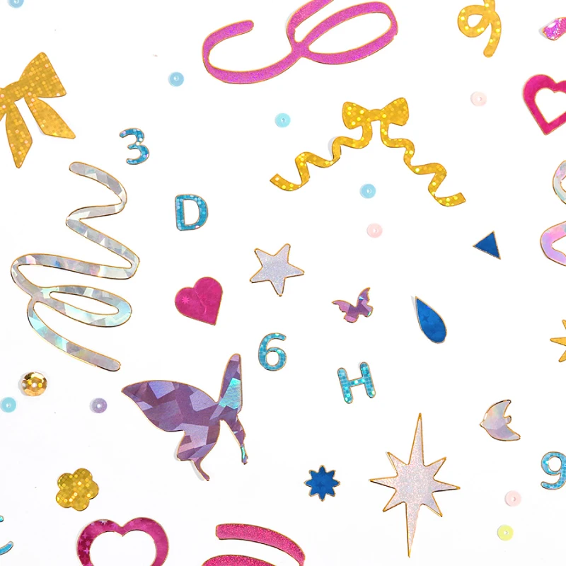 1pcs INS Colorful Laser Ribbon Stickers Masking Tape Creative Decorative Scrapbooking Sticker Label Kawaii Stationary