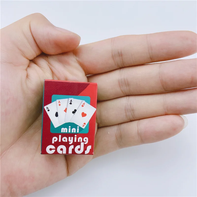 Cute MINI Miniature Games Poker MINI Playing Cards 40X28mm Miniature For Dolls Accessory Home Decoration High Quality Card Game