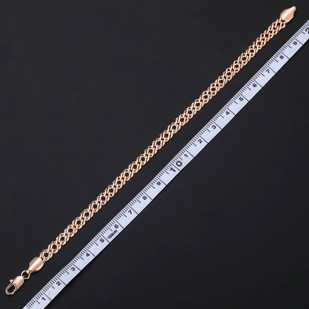 Women\'s 585 Rose Gold Color Bracelets Curb Snail Foxtail Venitian Link Chain Friendship Jewelry Gifts for Women Girl 7-9inch