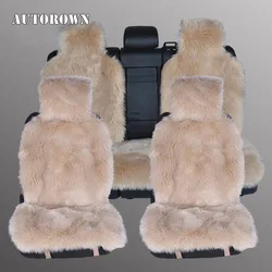 AUTOROWN High Quality Long Wool Faux Far Car Seat Covers Universal Size Automobiles Seat Covers Artificial Plush Four Seasons