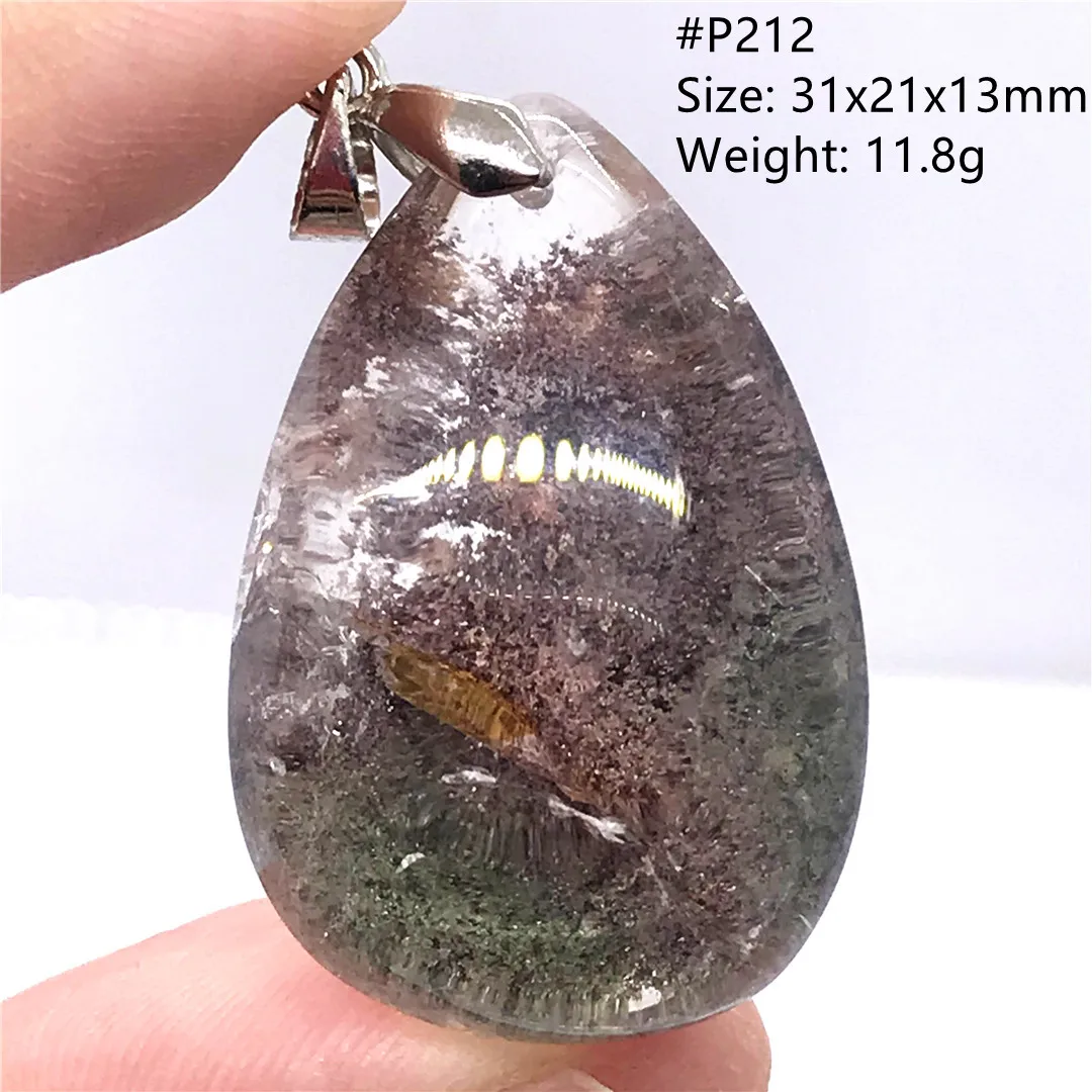 

Top Natural Phantom Quartz Pendant Jewelry For Women Men Wealth Beauty Healing Gift Crystal Silver Beads Reiki Gemstone AAAAA