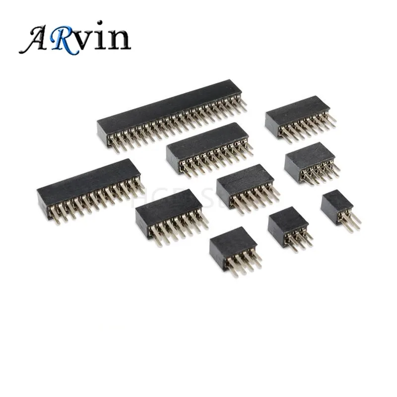 1.27mm 1.27 Double Row Female 3~50P Breakaway PCB Board Pin Header Socket Connector Pinheader 2*3P 2*5P 2*10P 2*20P 2*40P 2*50P