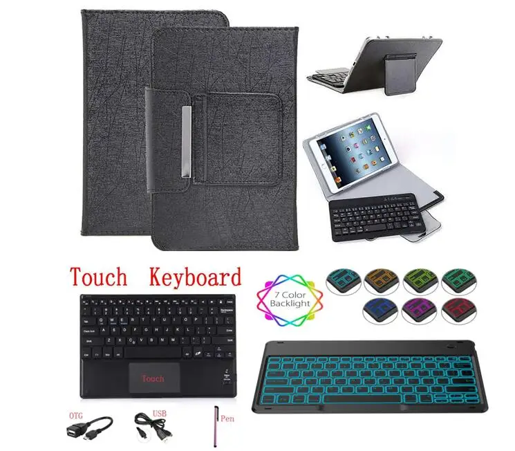 Touchpad Keyboard Cover for Ipad Mini 1 2 3 Mini 4 Mini 5 7.9 Inch Tablet Case Stand Pu Leather LED Light Bluetooth Shell + Pen