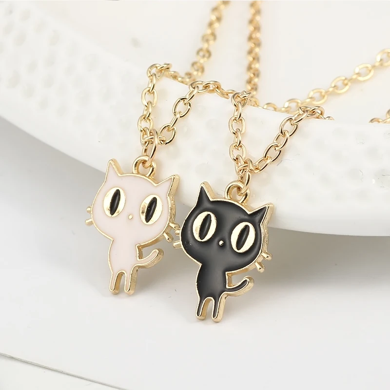 Cute Cartoon Cat Animal Pendant Necklace For Girls Women Lovely Kitten Neko Birthday Party Jewelry Accessories Gift 2024 Trend