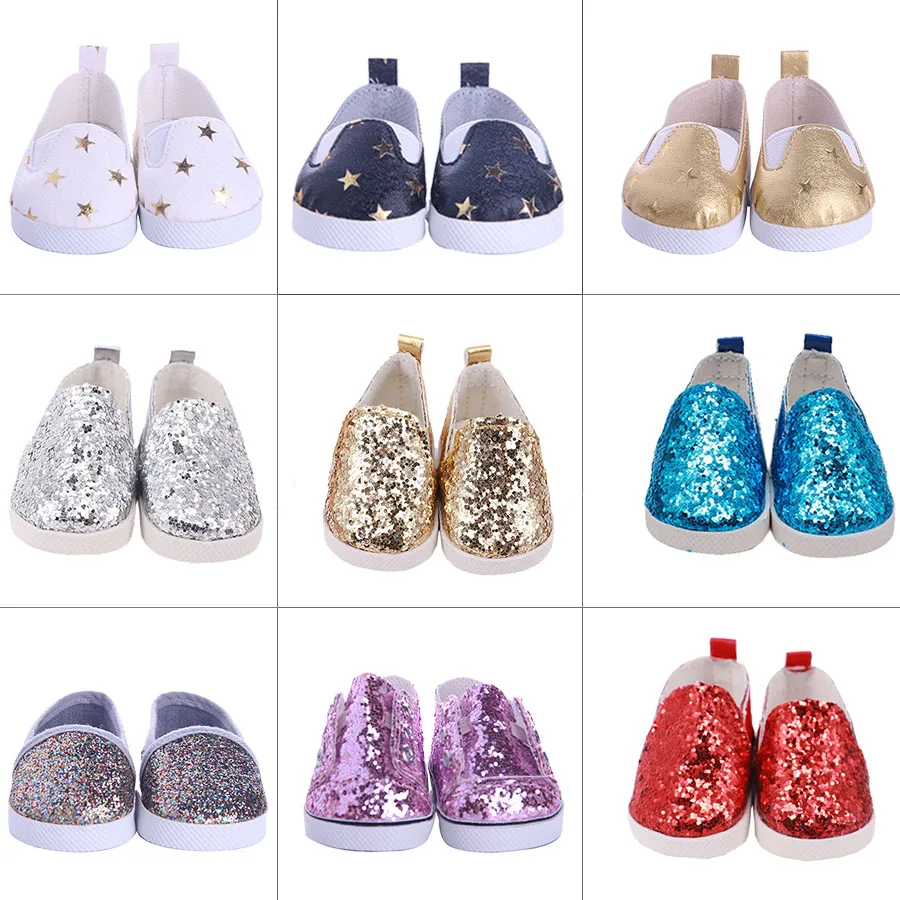 Sequins Sports Casual Shoes Fit 18Inch American&43CM Reborn Born Baby Doll Clothes Accessories Nenuco Ropa Generation Girl's Toy