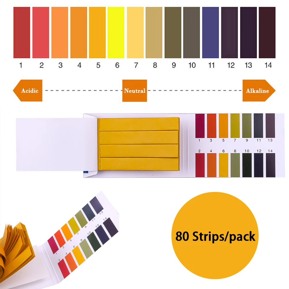 80 Strips/pack PH 1-14 Litmus Paper PH Tester Papers Universal Indicator Paper Test for Water Aquarium