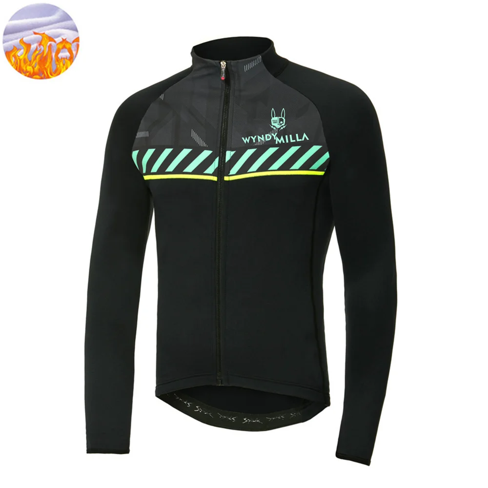 WYNDYMILLA Winter Cashmere Jacket Men MTB Cycling Jersey Fleece Flannel Long Sleeve bike Cycle Coat Ciclismo Hombre Keep Warm