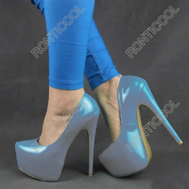 Ronticool Classics Women Pumps Sexy Stiletto Heels Round Toe Gorgeous 9 Colors Night Club Wear Shoes Women US Plus Size 5-15