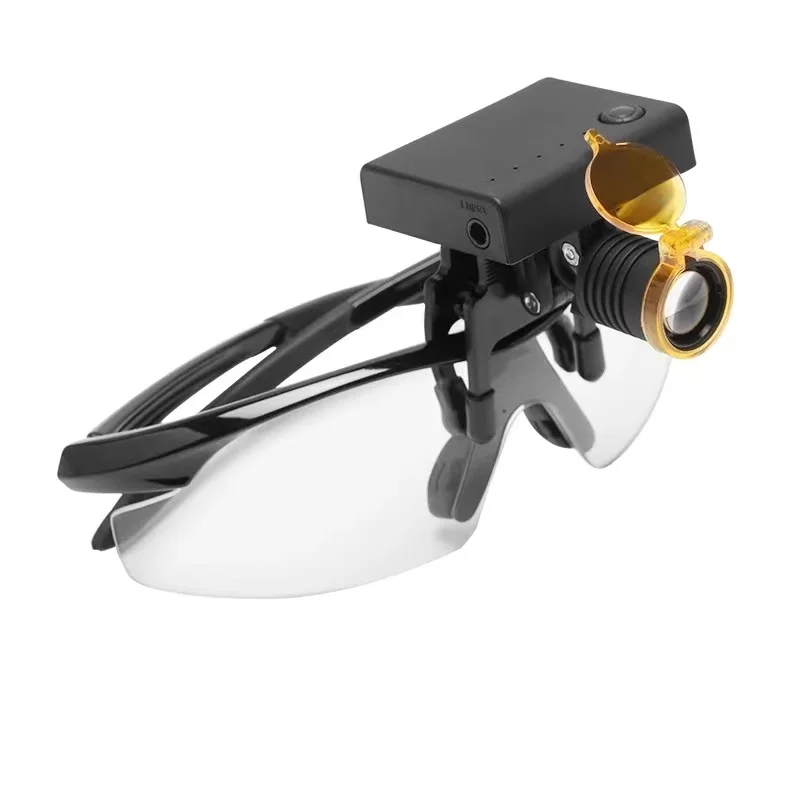 Imagem -04 - sem Fio Dental Lupas Led Farol Dentista Binóculos Farol Cirúrgico Óculos Clip Filtro Amarelo Médico Iluminador