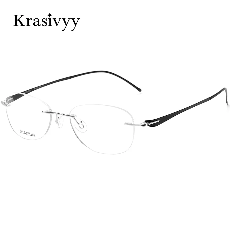 

Krasivyy Rimless Glasses Frames Women Top Quality Screwless Myopia Prescription Eyeglasses Pure Titanium Oval Optical Eyewear