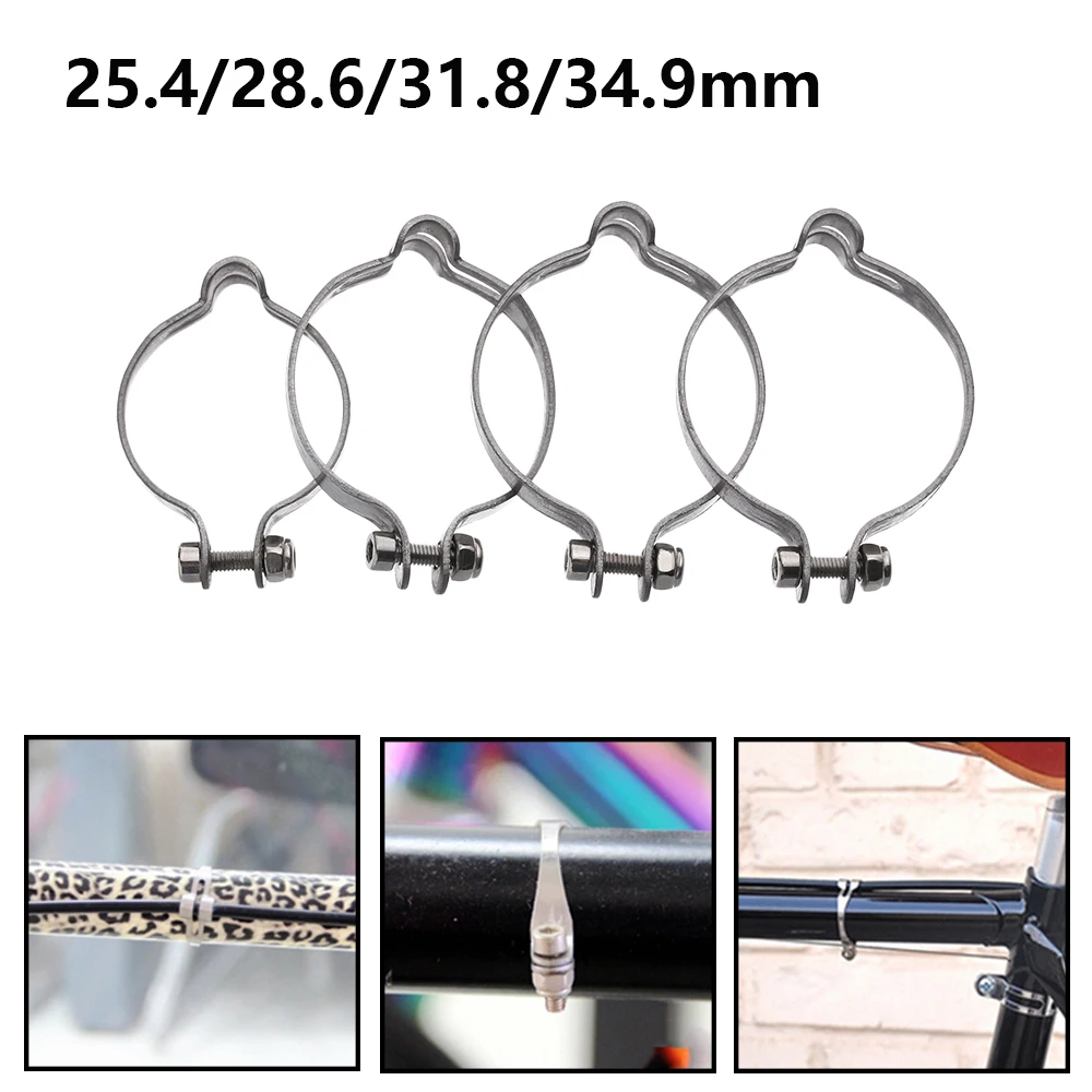 1Pc Silver Stainless Steel Brake Line Clamp Organize Bicycle Pipe Buckle Wire Fixed Ring Cable Clip Bike Parts Accessory