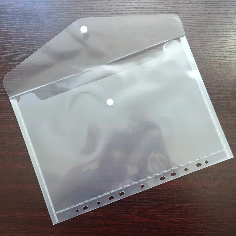 A4 Transparent Document Storage Bags 11 Hole Plastic Envelope Folder File Bag With Snap Button Filing School Test Paper Holder