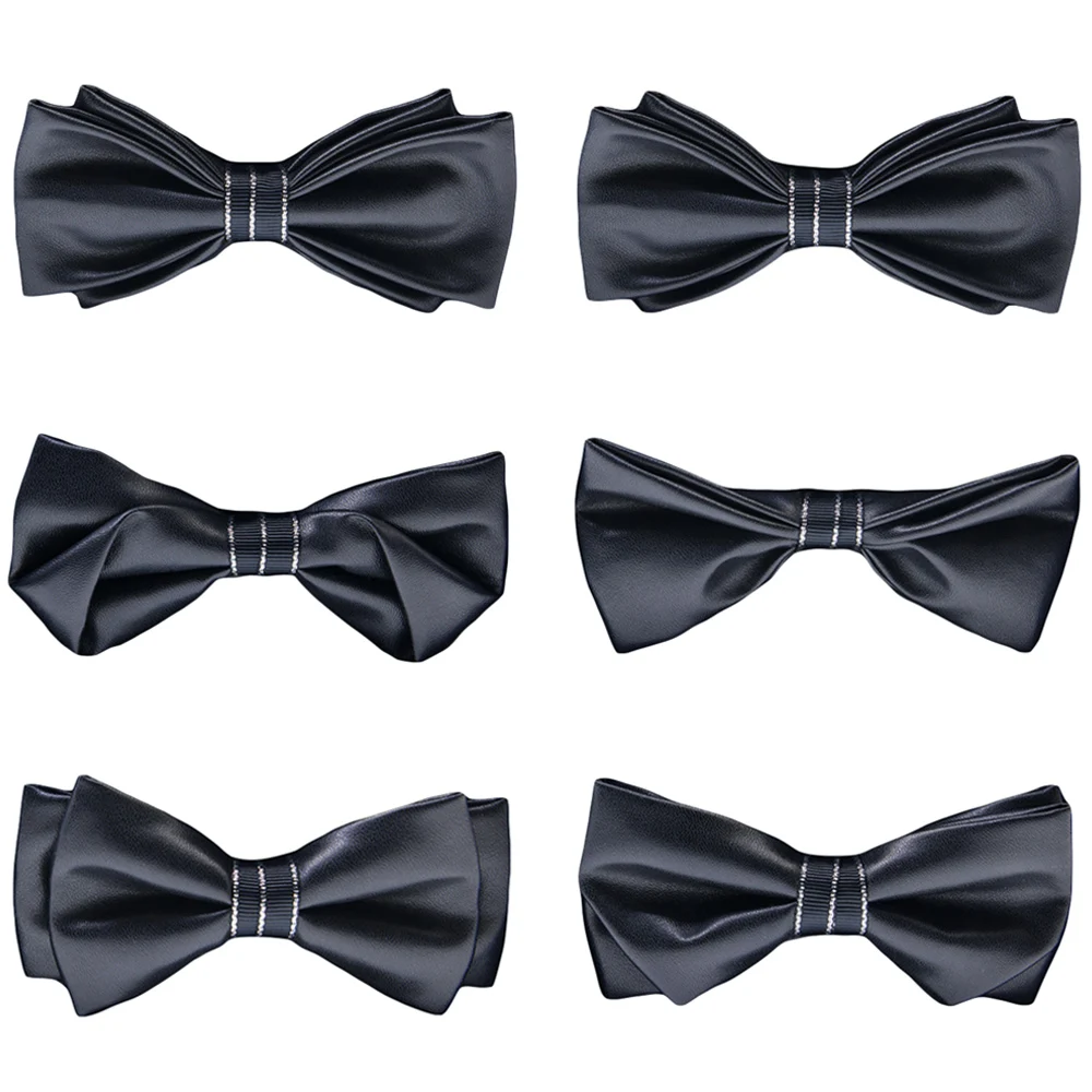 

Men Black Faux Leather Bow Ties Wedding Party Pre-tied Formal Tuxedo Bowtie BWTRS0342