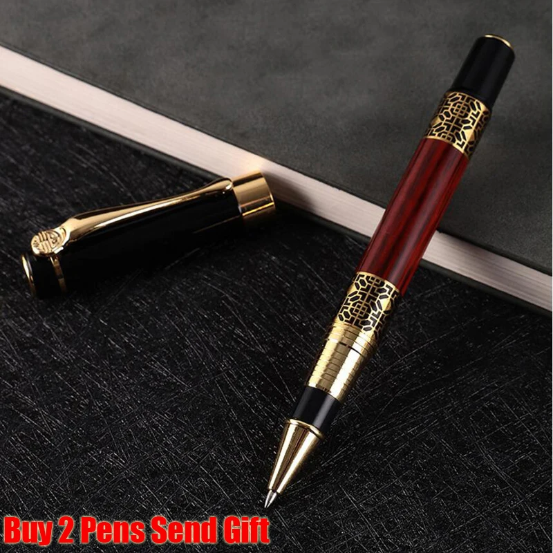 Hot Selling Rose Wood Color Brand Metal Roller Ballpoint Pen Office Business Men Writing Gift Pen Buy 2 Send Gift