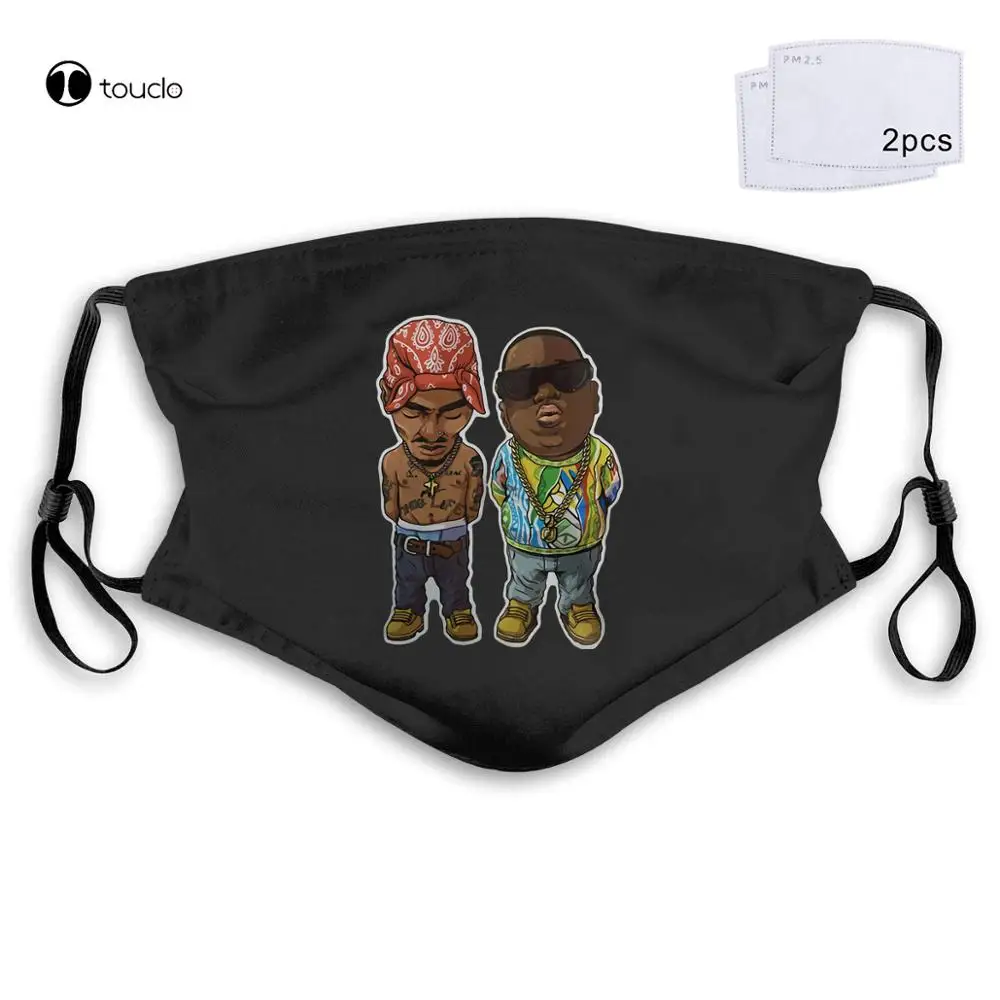 Camisa Camiseta 2Pac Notorious Big Thug Life Zwart Rappers Gezichtsmasker Filter Pocket Doek Herbruikbare Wasbare