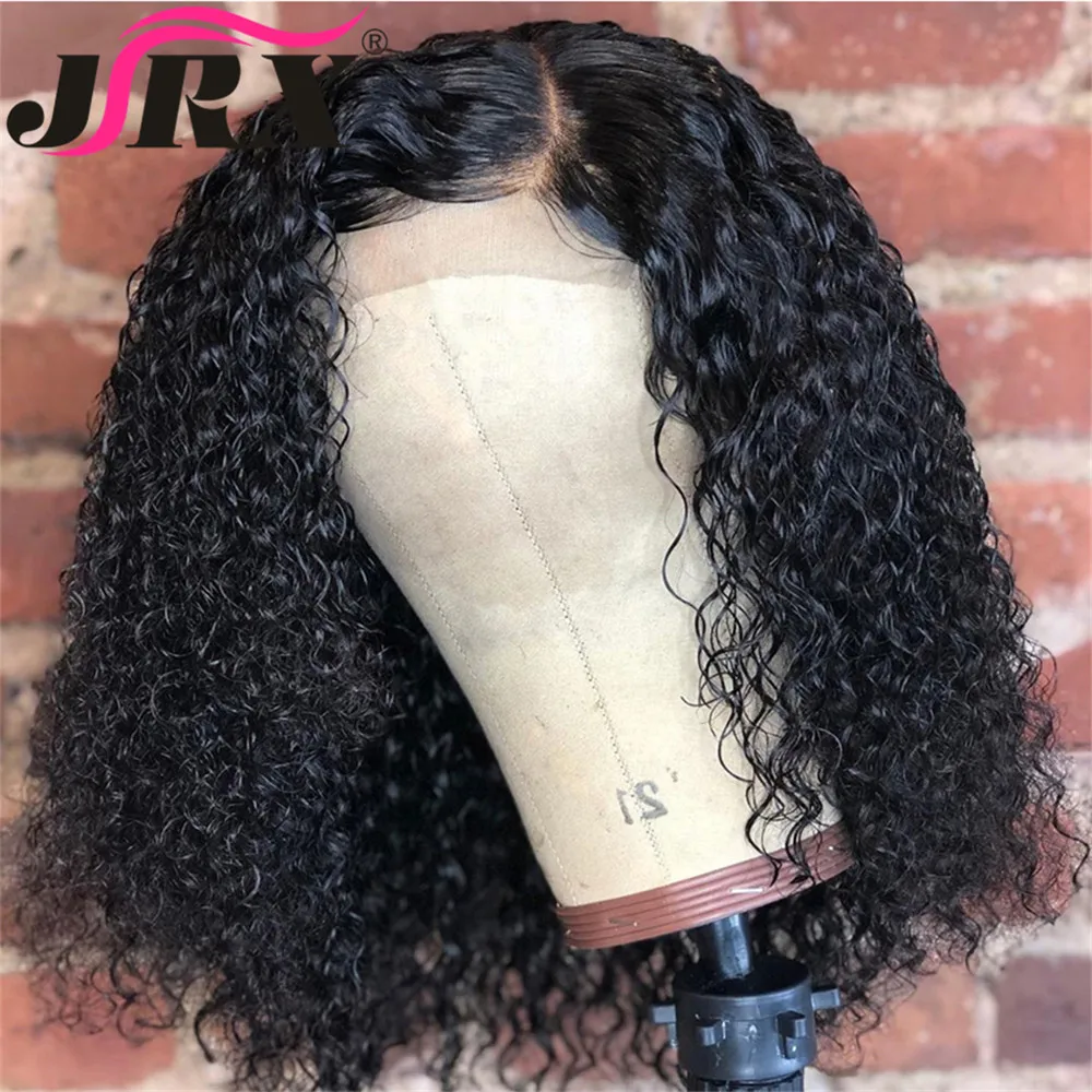 Kinky Curly Bob Wigs Human Hair Short Brazilian Curly 4x4 Lace Closure Wigs Pre-plucked T Part Lace Human Hair Wigs for Women