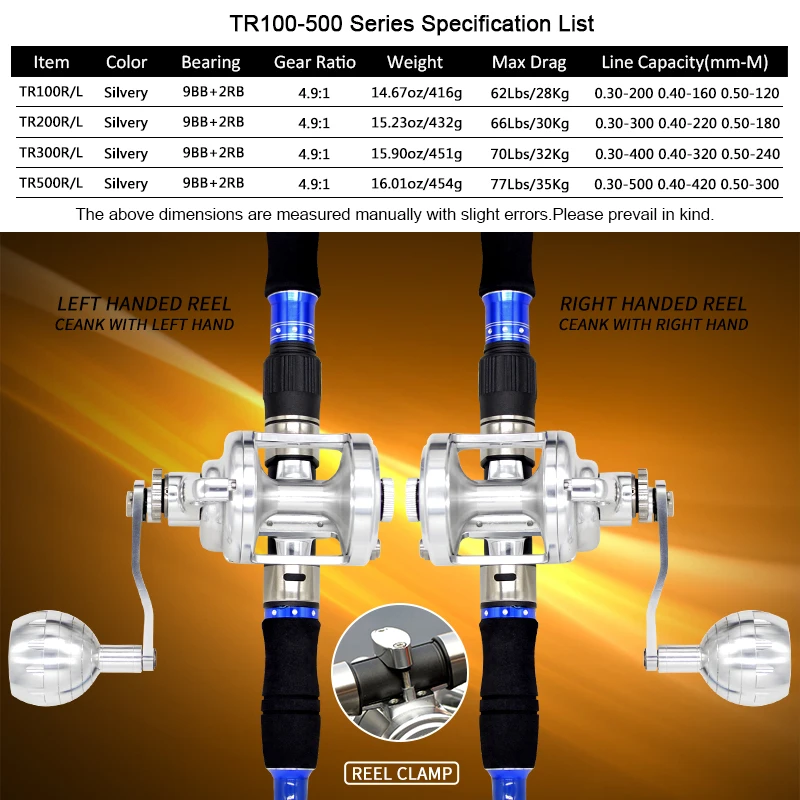 CAMEKOON Ocean Boat Fishing Coil 4.9:1 Smooth Powerful 30KG Carbon Drag Saltwater Reel 9+2 BBs Big Game Offshore Inshore Wheel