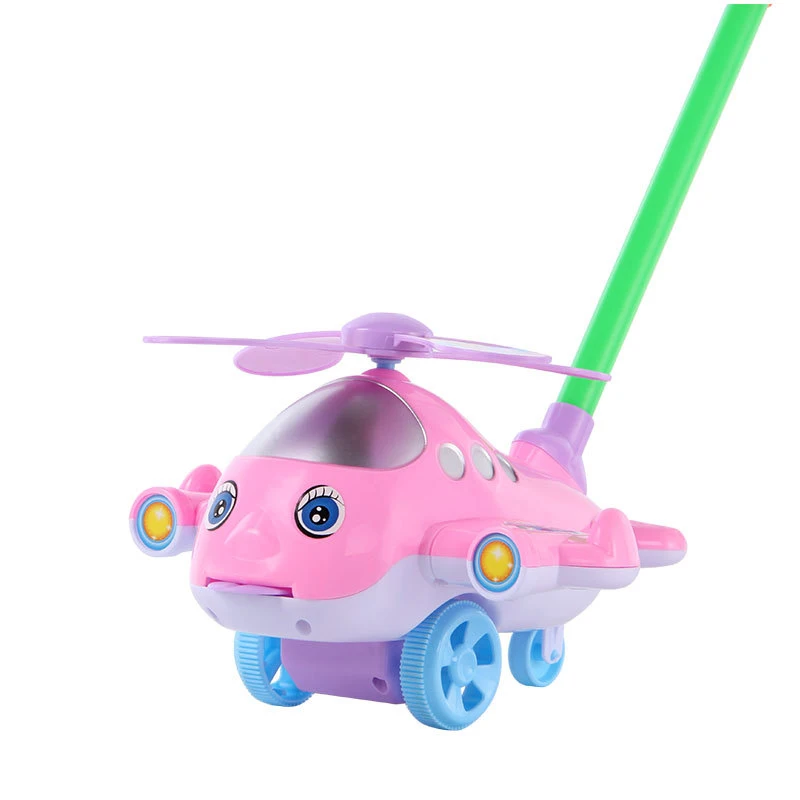 1Pcs Vocalization Telescopic Tongue Propeller Rotate Cute Little Aircraft Children Toddler Trolley Creative Pink Vehicles Toys