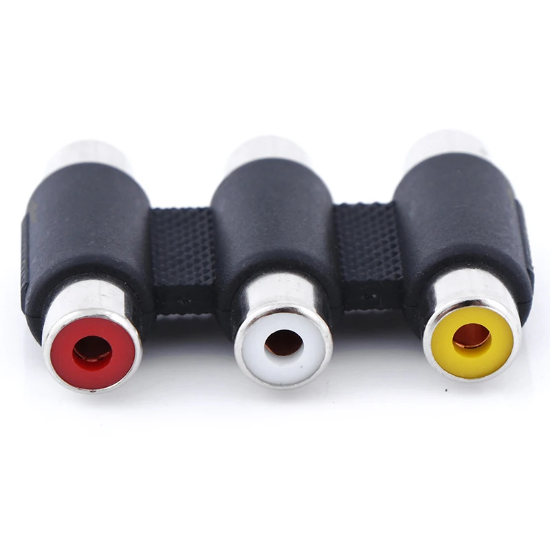Multi-Functionele Audio Video Connector 3 Rca Av Coupler Mini 3RCA Vrouwelijke Aan Vrouwelijke Adapter Socket Extension Converter