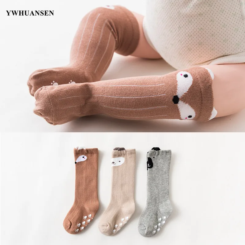 1 Pair 0 to 24M Cute Fox Baby Sock Non Slip With Grips Cotton Long Socks For Infant Girls Boys Newborn Knee High Socks 2020