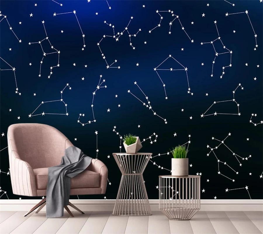 Custom wallpaper 3d mural modern minimalist geometric starry sky constellation children bedroom background wall обои 3д для стен