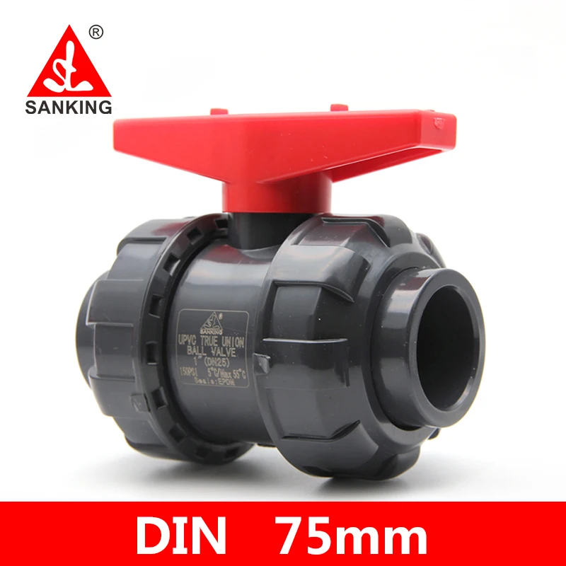 Sanking 75mm UPVC True Ball Valve Union Valve water pipe adapter Connector for Garden Irrigation Aquarium Adapter