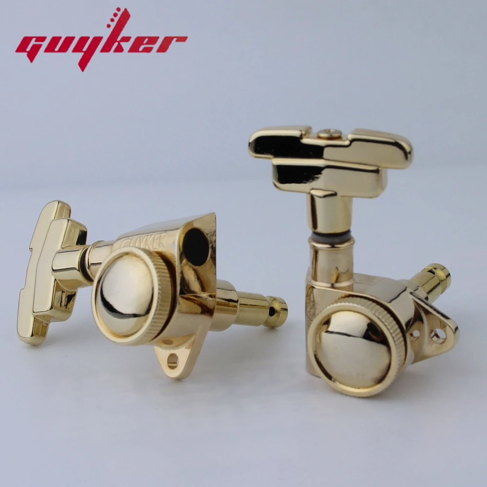 GUYKER 3R3L Gold Guitar Tuning Pegs Lock String Tuner Machine Heads Art Deco Rotomatic Imperial Style Head