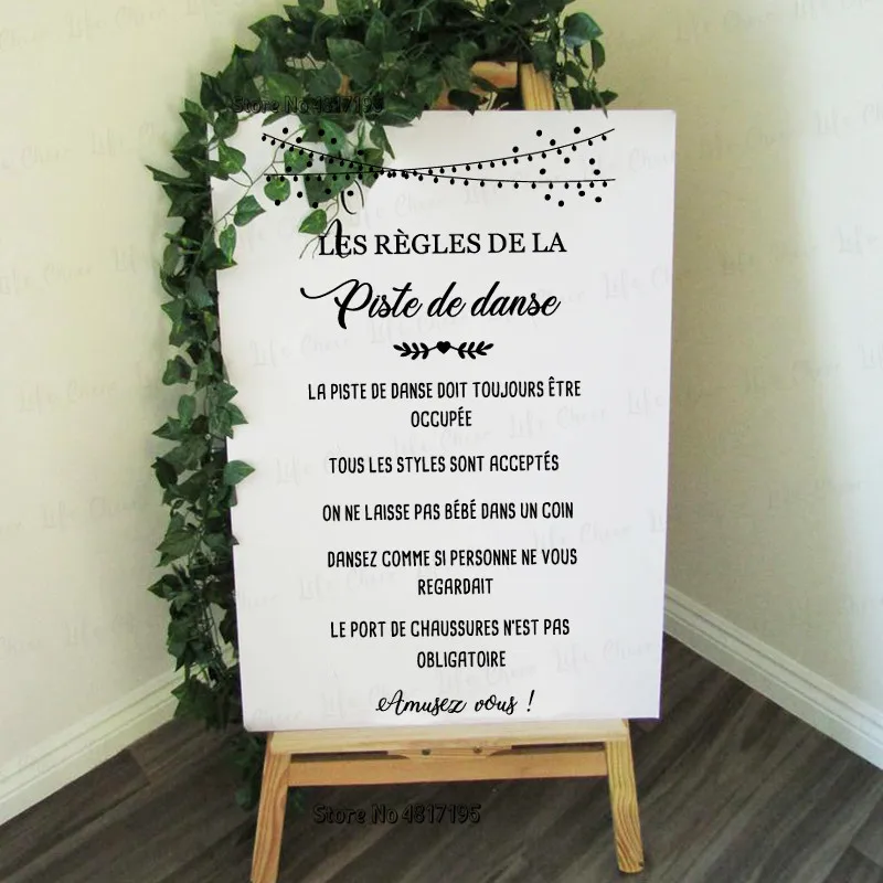 Nartostrad de Danse etykiety winylowe niestandardowe teksty znak naklejki ślubne zasady tańca winyle Art Party Decoration
