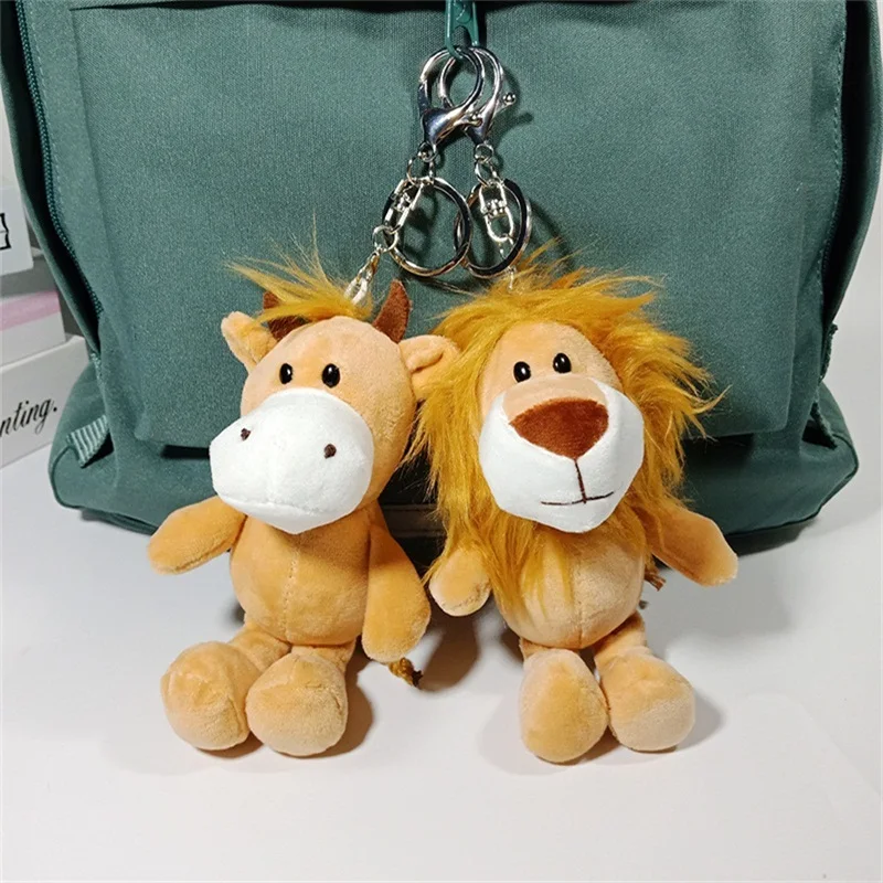 12Cm Sang Trọng Móc Khóa Mềm Sư Tử Voi Hổ Rừng Động Vật Rừng Series Sang Trọng Động Vật Mặt Dây Chuyền Điều Lệ Đồ Trang Trí