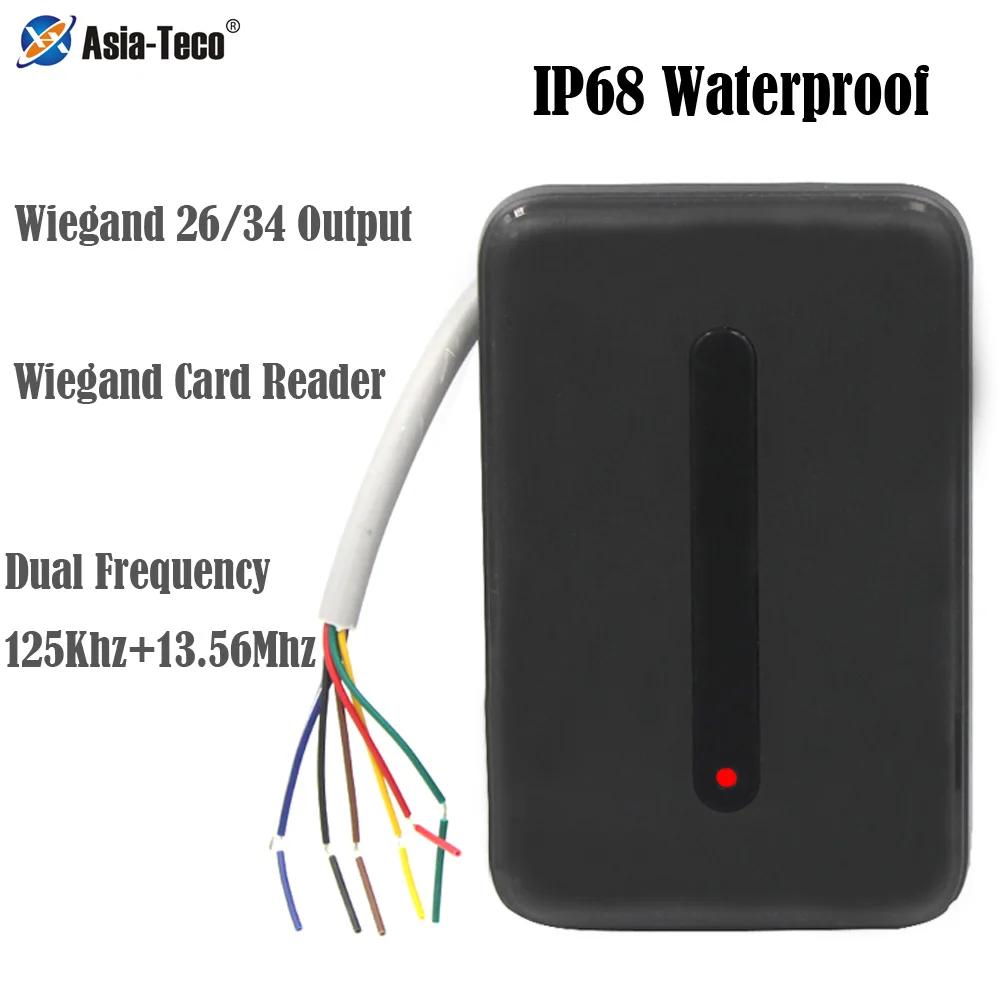 Access Control Card Reader RFID Reader IP68 Waterproof Dual Frequency 125KHz + 13.56MHz For Access Control System Wiegand Output