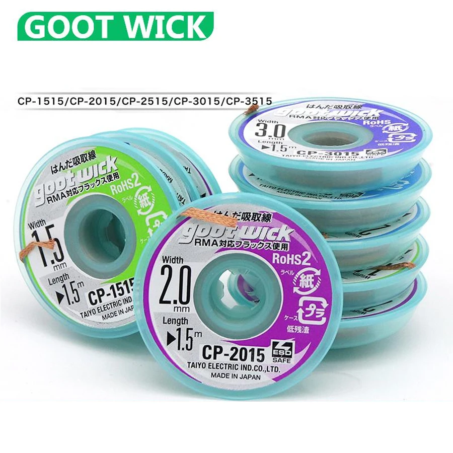 10 sztuk/partia GootWick długość 1.5M szerokość 1.5mm 2.0mm 2.5mm 3.0mm 3.5mm rozlutownica Braid lutowane Remover knot drutu Repair Tool