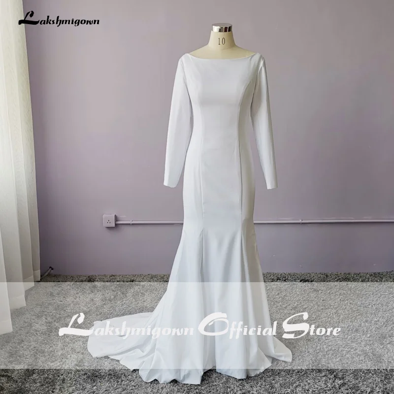 Abiti da sposa eleganti personalizzati a sirena con macchie bianche Abito da sposa a maniche lunghe Vestido De Noiva Abito da sposa con strascico a spazzola