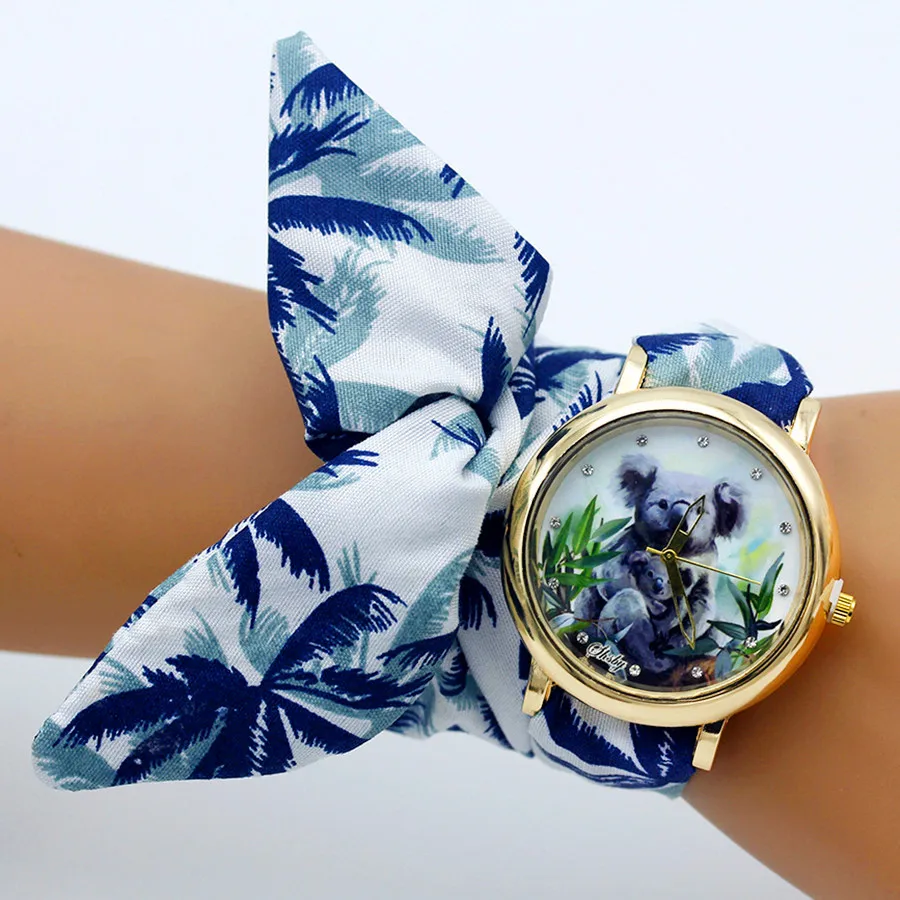 Shsby New Ladies Flower Cloth Wrist Watch Fashion Women Dress Watch High Quality Quartz Watch Sweet Girls Watch Fabric Clock