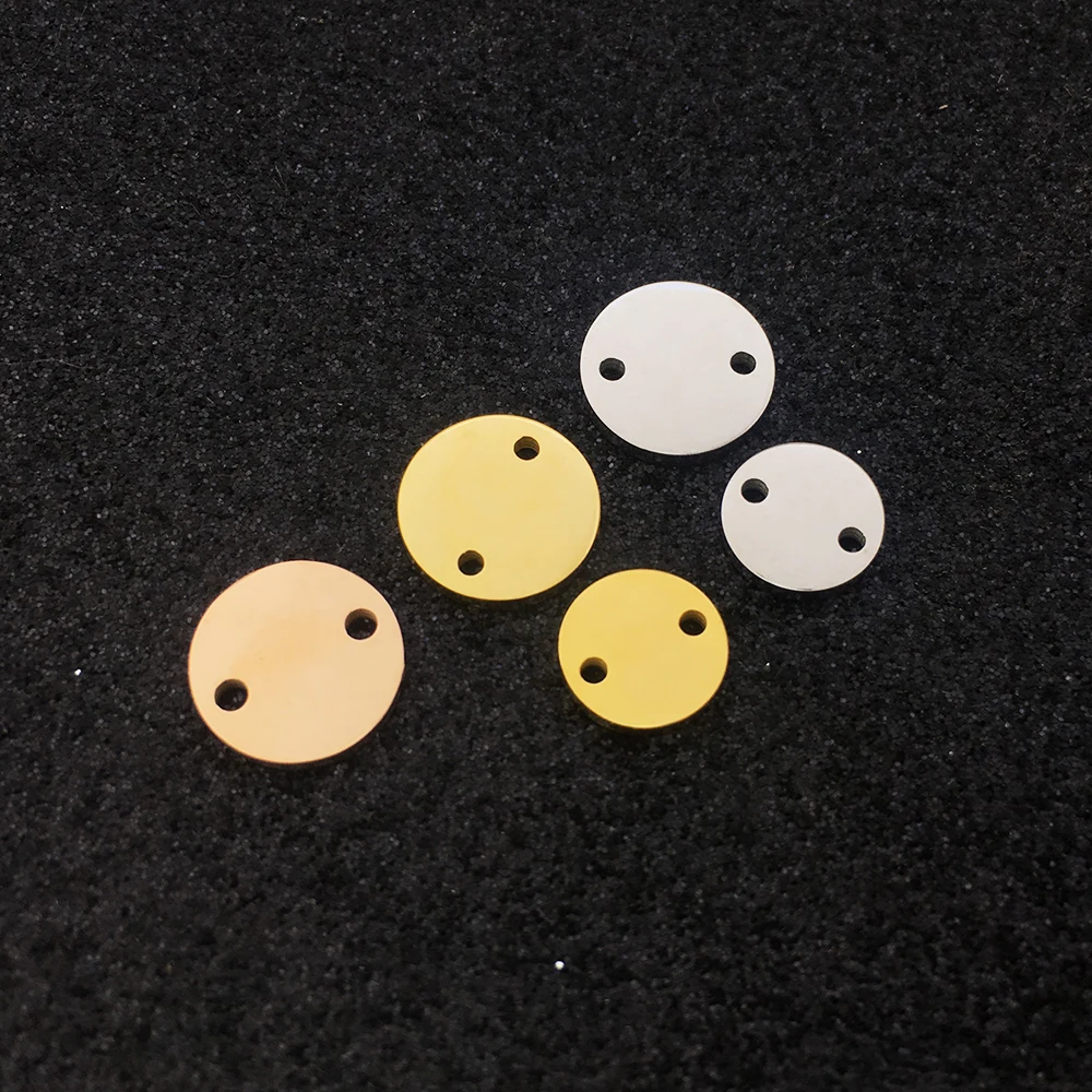 MaiLun 50 Stück individuelle Logo-Design, lasergravierte runde Charms, 2 Löcher, 8 mm, 10 mm, 13 mm, 15 mm, 18 m, 20 mm, 25 mm, Edelstahl-Anschlüsse – Detail 3