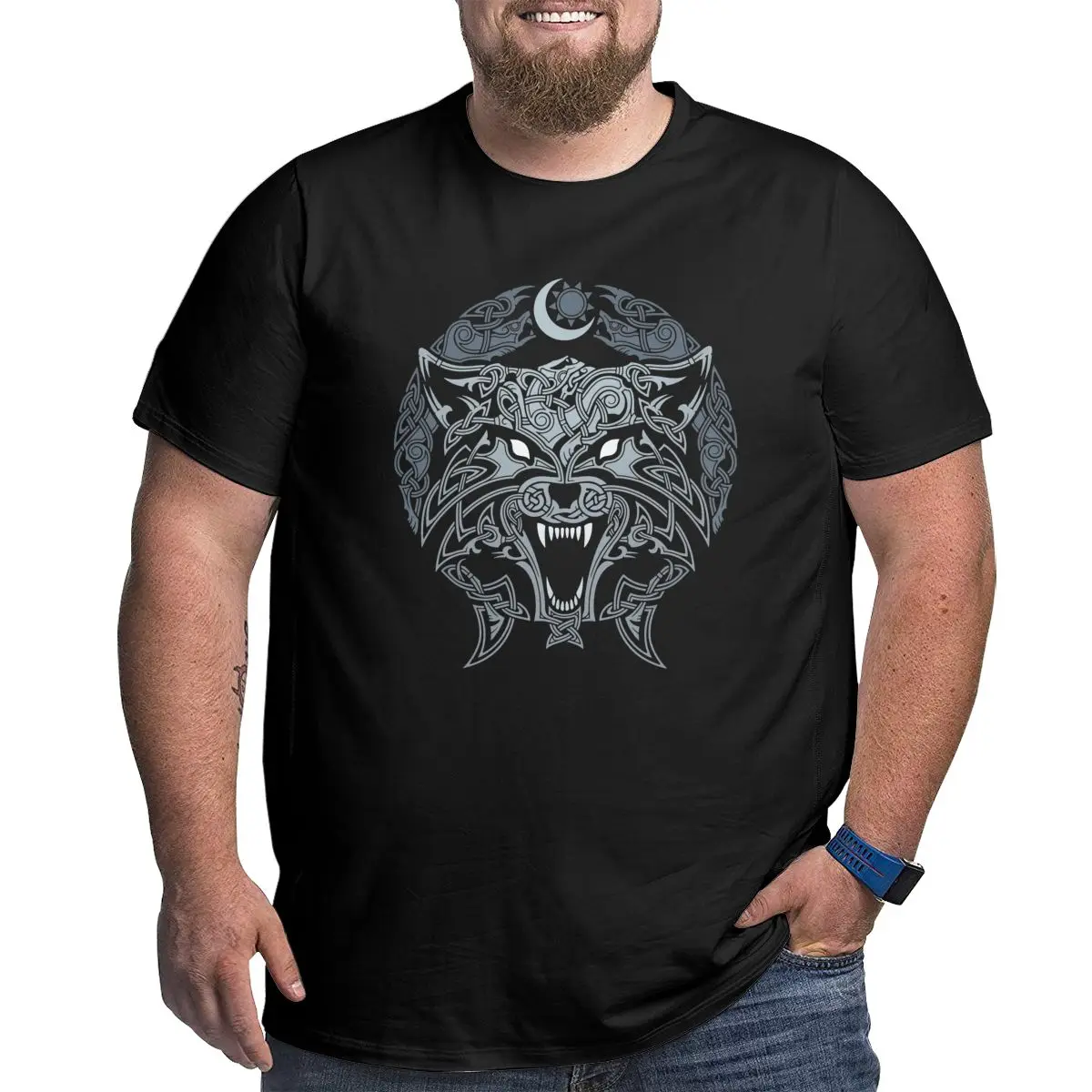 Wolves Of Ragnarok Valhalla Odin T Shirt for men Cotton Big Tall Tee Plus Size Big Size Nordic mythology T-Shirts