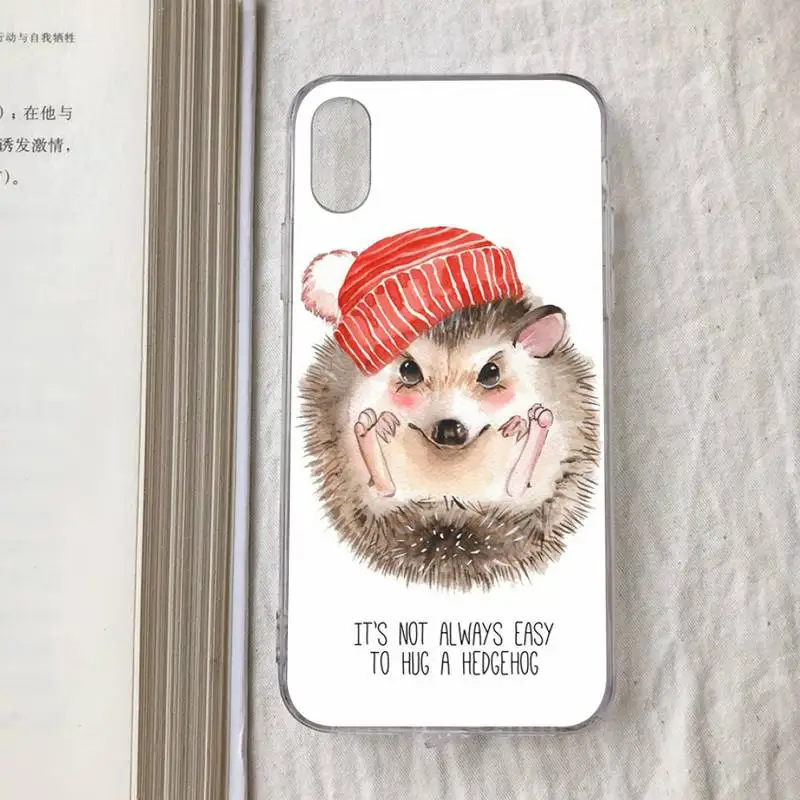 Cute Animal Hedgehog Phone Case for iPhone 11 12 13 mini pro XS MAX 8 7 6 6S Plus X 5S SE 2020 XR case