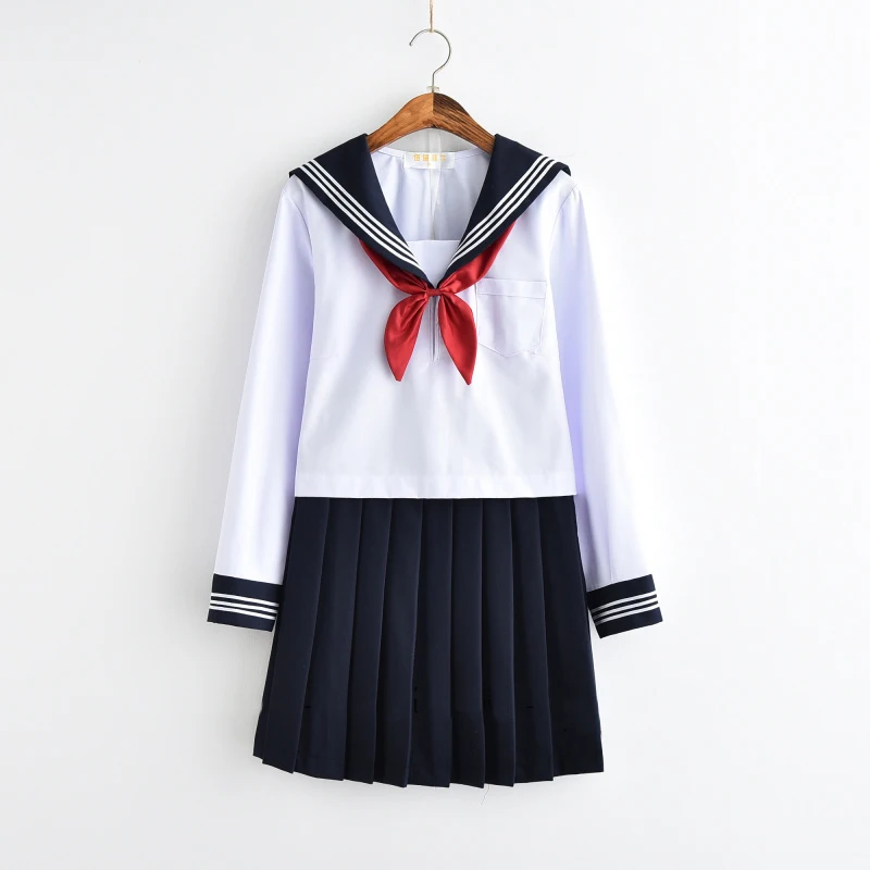 Wit Schoolmeisje Uniform Japanse Klasse Navy Sailor School Uniformen Studenten Kleding Voor Meisjes Anime Cos Sailor Jk Marine Pak